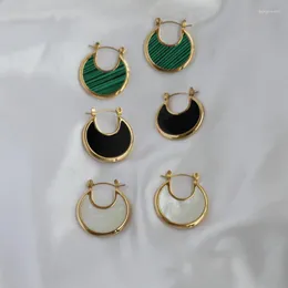 Hoopörhängen Joolim Högkvalitativ PVD -fabriksförsörjning Drop No Fade White Black Green Shell Earring Elegant For Women