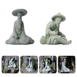 Garden Decorations 2 Pcs Flowers Practical Landscaping Prop Novel DIY Decoration Miniatures Aquarium Fisherman Decors Interesting Po