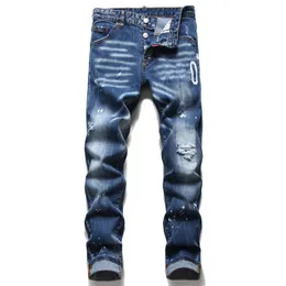 jeans skinny masculino designer preto branco jeans empilhado angustiado rasgado slim fit calças de motociclista luxos pantalonas longas de patchwork