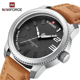 Andra klockor 100 Original Naviforce Watch for Men Quartz Sport Waterproof Clock Fashion Luxury High Quality Mane Leather Wrist Watch 230729