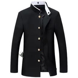 Abiti da uomo Blazer Uomo Giacca a tunica sottile nera Blazer monopetto Giacca da college uniforme scolastica giapponese 230729