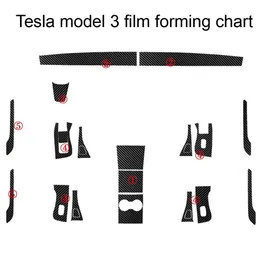 Per tesla modello 3 modello X S Pannello di controllo centrale interno Maniglia per porta Adesivi in fibra di carbonio Decalcomanie Car styling Accessorie262D