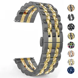 Watch Bands 22mm 20mm Band for Galaxy Watch 3 41 45mm 46mm 42mm Gear S3 Steel Strap Active2 40 44mm Metal Loop for Amazfit BIP 2 GTR 230729