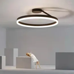 Ljuskronor Enkel modern svartvit LED -takljus justerbar ring för levande matsal sovrum kreativa ljuskronor pendellampa