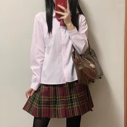 Clothing Sets Japanese Student Long Sleeves Pink Shirt For Girl Korean High Middle School Uniforms Clothes Jk Uniform Top Seifuku