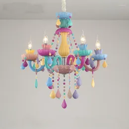 Ljuskronor Fantasy Girl Crystal Chandelier Macaron Droplight Children Room Colorful Lighting Creative Princess Lumaire Light Fixtures