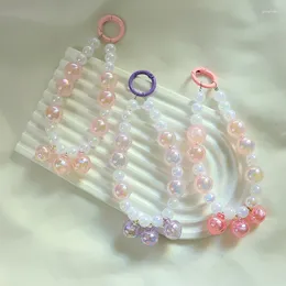 Keychains Jelly Honey Peach Beaded Chain Keychain Girl Bag Jewelry Pendant Heart Friend Gift