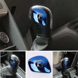 Aeing Car Gear Shift Knob Gear Head Cover R VWフォルクスワーゲンゴルフ7 MK7ゴルフ5 6パッサットB5259Vのシンボルステッカー