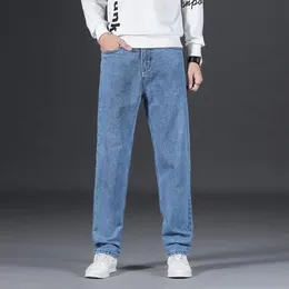 Mäns jeans vår och hösten 2021 Casual Blue Fashion vanlig passande stretch klassisk ljusbyxor stor storlek 40260R