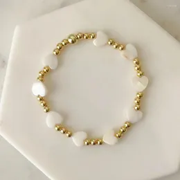 Strand Shell Serce Bracelets rozciągnij wysokiej jakości złoty kolor z koralikami bransoletka dla kobiet mody biżuteria pulseras femme