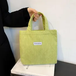 Torby na zakupy Corduroy Mini ręka torba Mała kwadratowa przenośna torebki Kobiety swobodny magazyn Vintage stały kolor