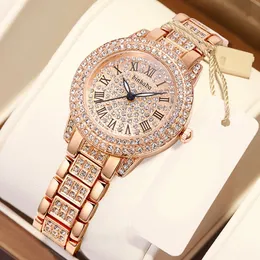 Armbandsur Luxury Women Watch med Diamond Elegant Brand Quartz Steel Armband Watches Ladies Zircon Crystal Top Fashion Wristwatch Clock 230729
