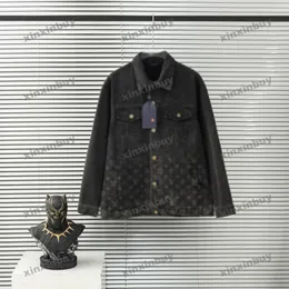 xinxinbuy casaco masculino designer jaqueta jeans gradiente letra jacquard bainha manga longa cinza preto branco M-2XL
