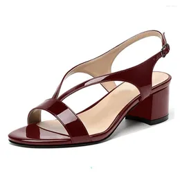 Frauen 583 Sandalen Lovirs Komfort Offener Spitzen-Knöchel-Gurt klobiger Absatz 5 cm Kleid Kausalschuhe plus Größe 5-15