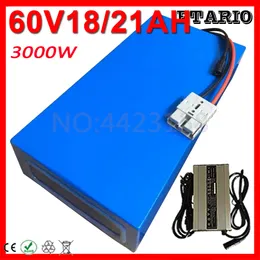 60V 30AH 25AH 20AH 18AH 15AH 13AH 10AH LITIUM Batterianvändning Importerad cell 60V 3000W 2000W 1500W Electric Bike Scooter Battery.