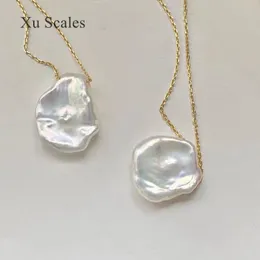 سلاسل خيوط طبيعية على شكل الباروك اللؤلؤ قلادة S925 Sterling Silver سلسلة قابلة للضبط