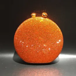 Kvällspåsar Xiyuan Women Orange Stones Clutch Bag Crystal Hard Case Metal Minaudiere Handväskor Bröllopsfest Purse 230729