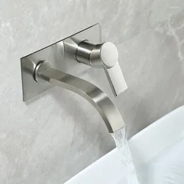 Bathroom Sink Faucets Brushed Nickel/Brushed Gold/Black Brass Wall Mounted Faucet Single Handle Vessel