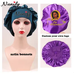 Touca de peruca 20 peças personalizada com borda larga touca de cetim Private Labe Night Sleeping Head Cover para mulheres Touca de peruca de camada única com fragmento de leite macio 230729