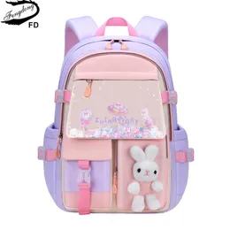 学校のバッグFengdong Small Girls Primary School Bag Cute Backpacks for Children Satchel Kawaii Book Bag Kids Schoolバックパック卸売バッグ230729