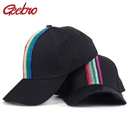 Ball Caps Geebro Fashion swobodne kolorowe wstążka bawełniana baseball dla kobiety dziewczęta solidne kolory regulowane czapki Hip Hop Sport dopasowany 230729