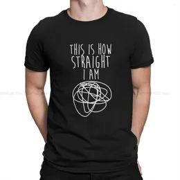 Men's T Shirts Gay Design Creative TShirt For Men How Straight I Am Round Collar Polyester Shirt Distinctive Gift Clothes Streetwear