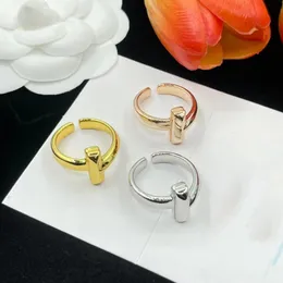 Anéis Designer T Anel para Mulher Sterling Jóias Rise Gold Sier Banhado Ajustável Abertura Diamon Ring Jewelrys Mens Wedding Party Gift S S