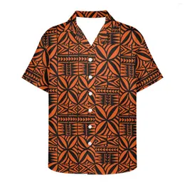 Мужские повседневные рубашки Полинезийские племенные фиджианские тату