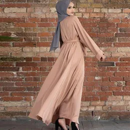 Ubrania etniczne swobodny muzułmański damski strój Kobiety Dubai Kaftan Abaya Tie Front Vestidos Musulmanes Ropa de Mujer Envio G275a
