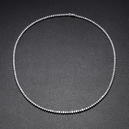 Strängar strängar isade ut m carbon diamant tennis halsband 925 sterling silver hip hop länk kedja kvinnor 3 prong vit guld pläterad gåva 230729