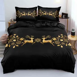 3D Gold Deer Buon Natale Biancheria da letto Set di biancheria da letto Design Personalizzato Copripiumino Trapunta Copripiumino King Queen Full Twin size252c