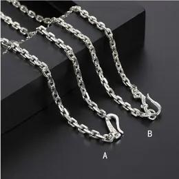 Strands Strings BOCAI Real Pure s925 Silver Man and Woman Necklace Fashion Car Flower Cross 2 1MM 4MM Retro Long Sweater Chain 230729