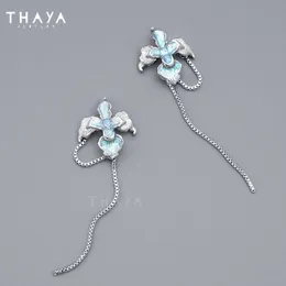 Stud Thaya Flower Kolczyki ręcznie robione oryginalny projekt wisiorek wiszący łańcuch mody Party Party Fine Jewelry 230729