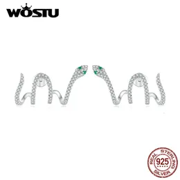 Stud Wostu 925 Sterling Silver Women Kolczyki Snake Kolczyki Multi -Wayer Carring Green Crystal Cyrron Studs Unikalny projekt biżuterii ślubnej 230729