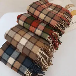 Schals 2023 Herbst Plaid Für Frauen Männer Warme Winter Hijabs Schal Mode Marke Lange Quasten Pashminas Para Mujer