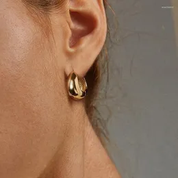 Hoopörhängen 2023 Trend Geometric Round Chunky för kvinnor Creative Smooth Gold Color Ear Buckle Piercing Stainless Steel smycken