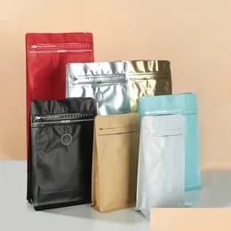 Sacos de embalagem de grãos de café personalizáveis com zíperes em pé Vae folha de alumínio armazenamento de grãos Drop Delivery Office School Busi Ot62H