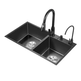 Black Kitchen Sink Drain Stainless Steel Tidy Bathroom Mixer Taps Double Kitchen Sink Filter Fregadero Cocina Kichen Accessories