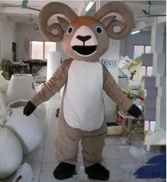 Akes Ny Big Horn get Sheep Mascot Costume för vuxen att bära
