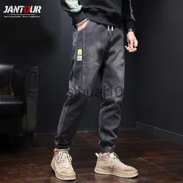 Men's Jeans Jantour Brand Autumn Winter Men's Jeans Harem Denim High Quality Cargo Pants Jogger Goth Hip Hop Trousers Male Grey Plus Size5XL J230728