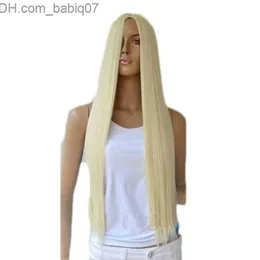 Synthetic Wigs WoodFestival long straight blonde wig women synthetic wigs soft fiber hair for white female heat resistant full Z230731