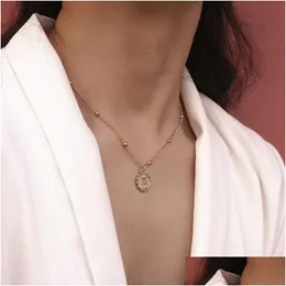 Collane con ciondolo Collana con dichiarazione semplice Twee Constellations Moneta scolpita Perline di rame Leone Per le donne Regalo di gioielli per ragazze Oro Sier Dr Dhbzd