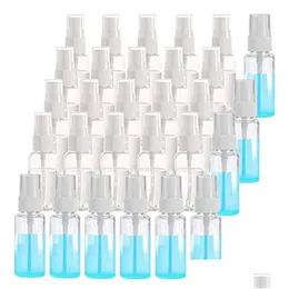 Förpackningsflaskor 30 ml 1 oz plastklart finmist spray på återfyllbar liten bärbar tom flaskprovbehållare för resor och rengöring av OtSKB