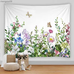 Carpets Flowers Tapestry Wall Hanging Birds Butterflies Floral Pattern Beach Wall Tapestry Leaves Backdrop Home Decor Wall Cloth Carpet R230731