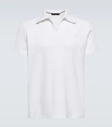 Men Polo Designer Shirts Summer Loro Piana Cotton and Silk Polos Shirt Casual Tops Short Sleeve Tshirt White