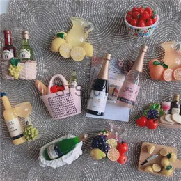 Fridge Magnets Champagne wine bottle refrigerator sticker decoration magnet afternoon tea juice picnic decoration magnet x0731