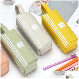 Pencil Bags Portable Double Layer Pen Case Bag Large Capacity Simple Oxford Cloth Drop Delivery Office School Business Industrial Supp Otjsy