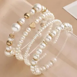 Strand 4pcs Real Freshwater Round Pearl Bracelet For Women Natural String Wedding Jewelry Bridesmaid Gifts