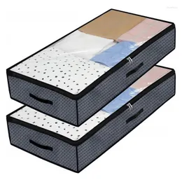 Förvaringspåsar housbay 2 packar stor under sängväska arrangör för klädbehållare med tydliga fönsterstorlekar handtag