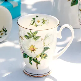 Copos 300 ML bone china engraçado canecas de café porcelana pintura floral vintage campo copos de café drinkware taza xícara de chá art 230731